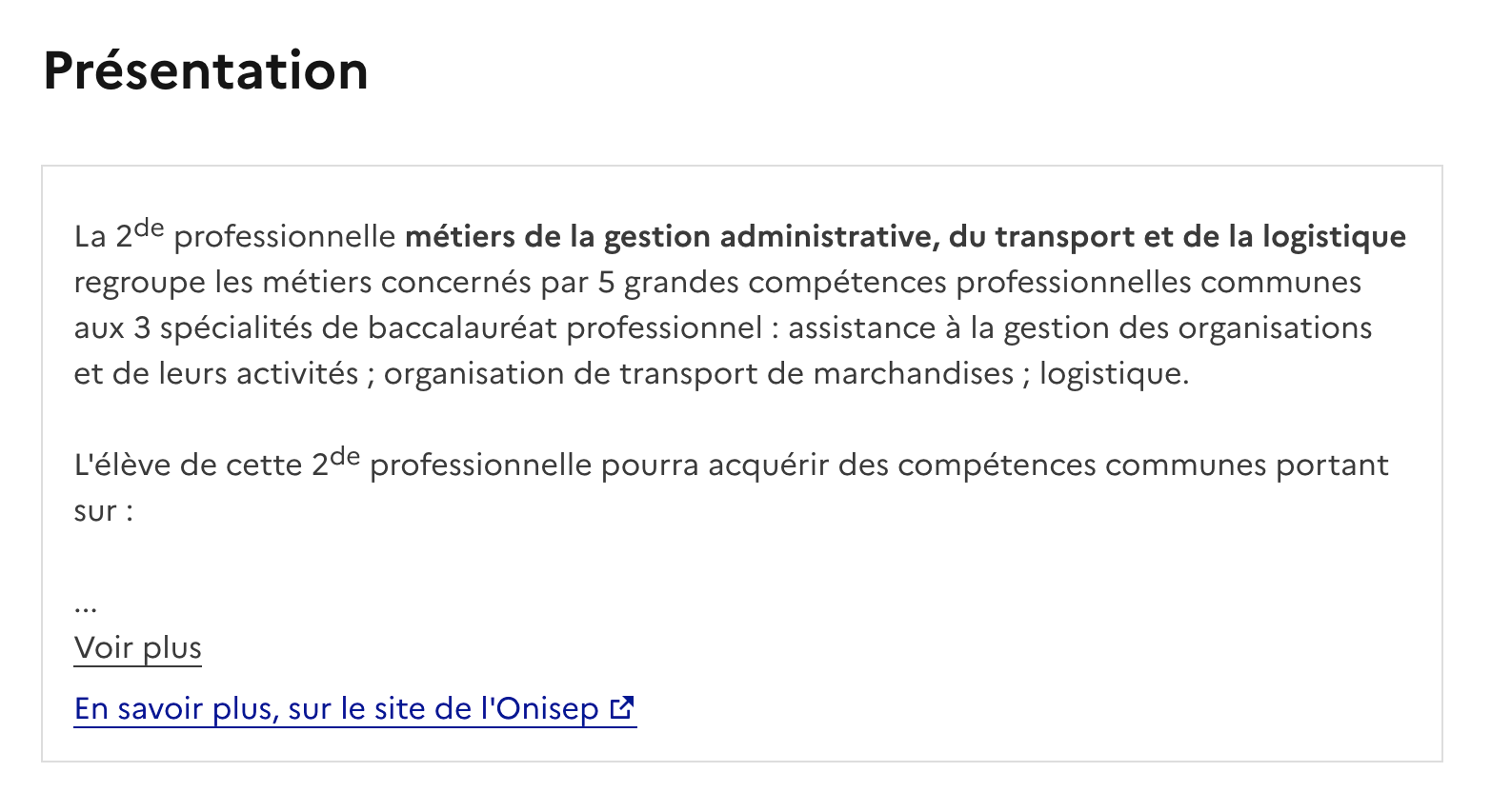 Description de la formation