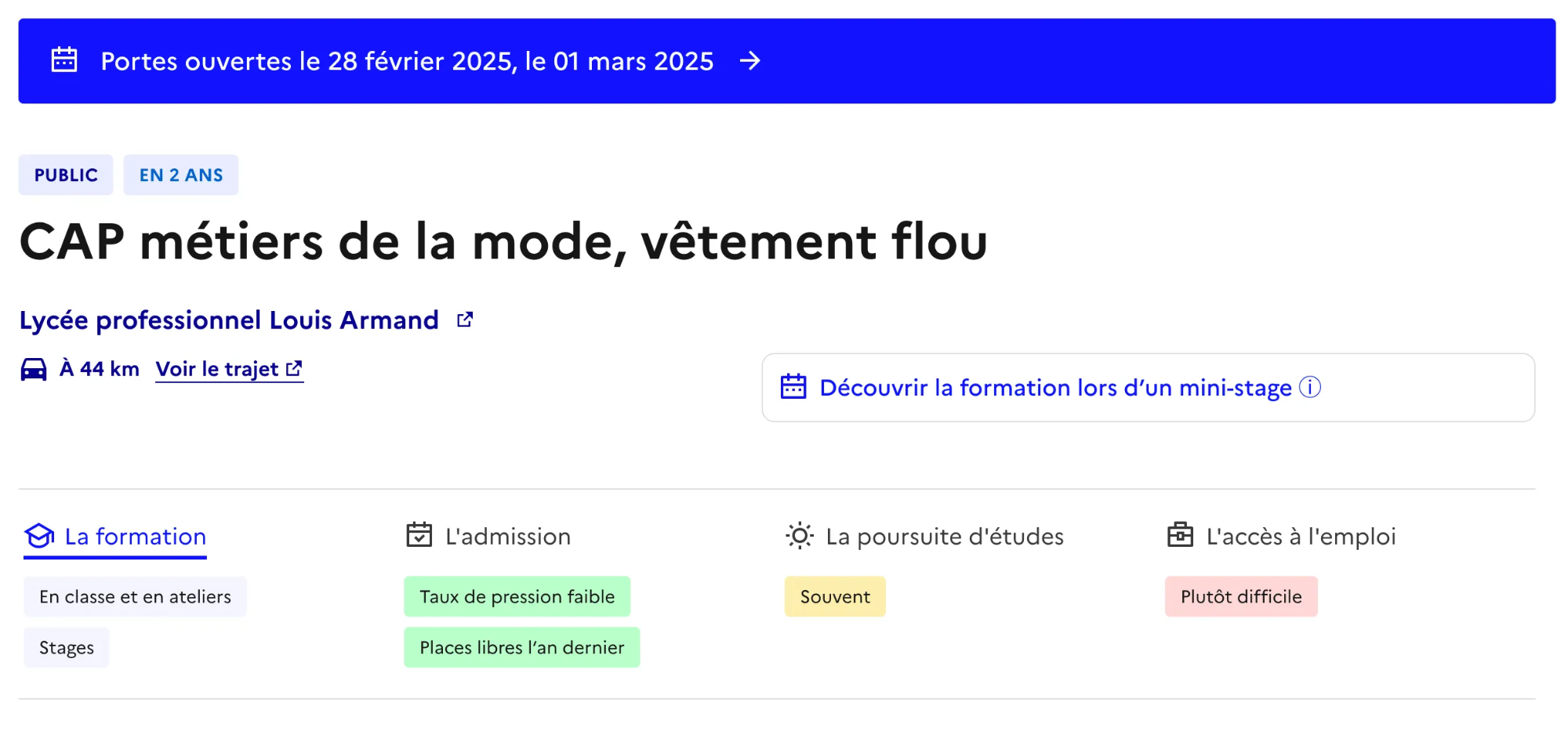 L'aperçu de la formation